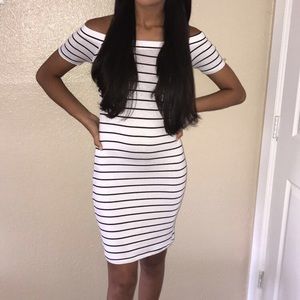 Off the shoulder striped dress